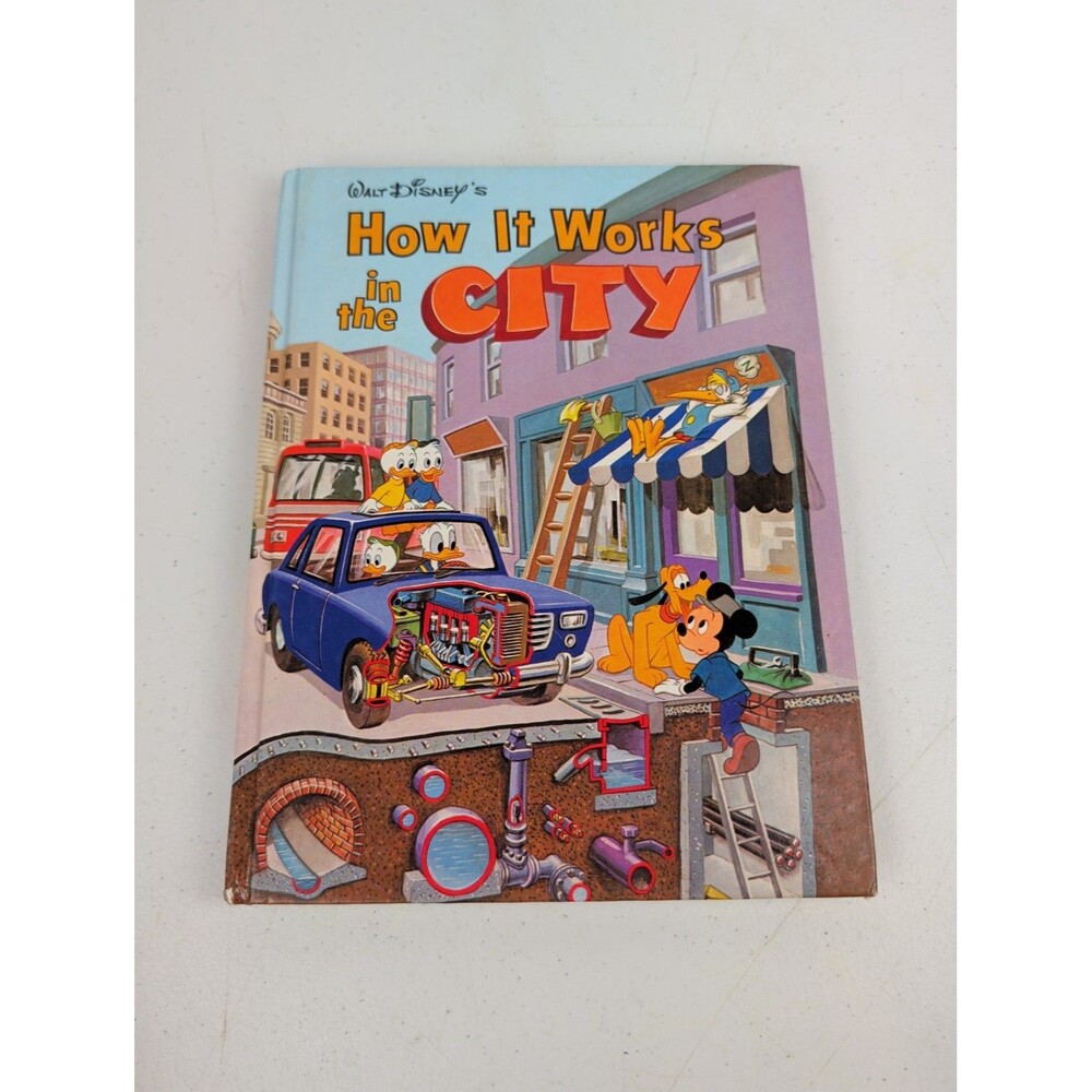 Vintage 1982 Walt Disneys HOW IT WORKS IN THE CITY BOOK Hardcover Mickey Mouse